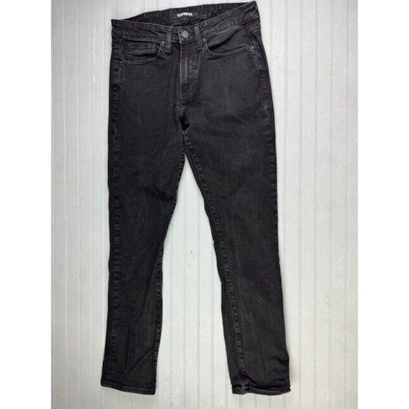Express Size 30x32 Mens Jeans Slim Black Stretch (Actual Inseam 29.5) - Picture 1 of 6